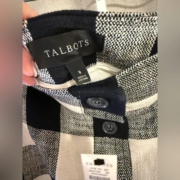 Talbots Black and White Gingham Plaid Checked Skirt NWT 8 - Picture 2 of 5